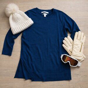 Luxury Baselayer 100% Extrafine Merino Wool 3/4 Sleeve Women's Small Cobalt Blue